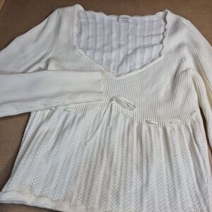 Wilfred Cream Knit Top with Scalloped Edge